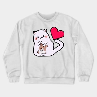 Kawaii style, mouse lovers, Valentine's Day, cute kawaii mice and cats . Crewneck Sweatshirt